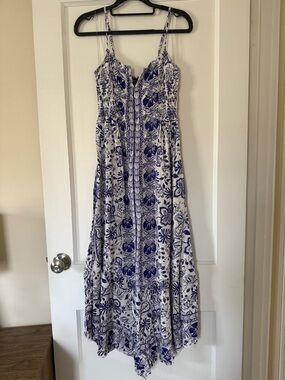 Angie Blue and White Floral Maxi Dress